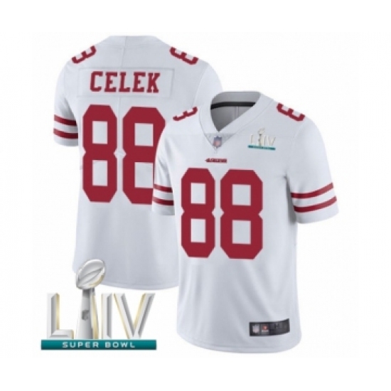 Youth San Francisco 49ers 88 Garrett Celek White Vapor Untouchable Limited Player Super Bowl LIV Bound Football Jersey
