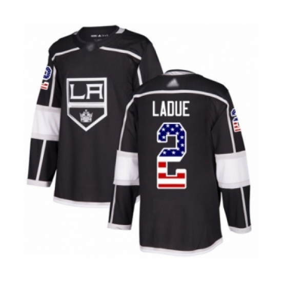 Men's Los Angeles Kings 2 Paul LaDue Authentic Black USA Flag Fashion Hockey Jersey