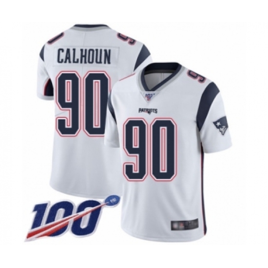 Men's New England Patriots 90 Shilique Calhoun White Vapor Untouchable Limited Player 100th Season Football Jersey
