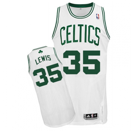 Men's Adidas Boston Celtics 35 Reggie Lewis Authentic White Home NBA Jersey