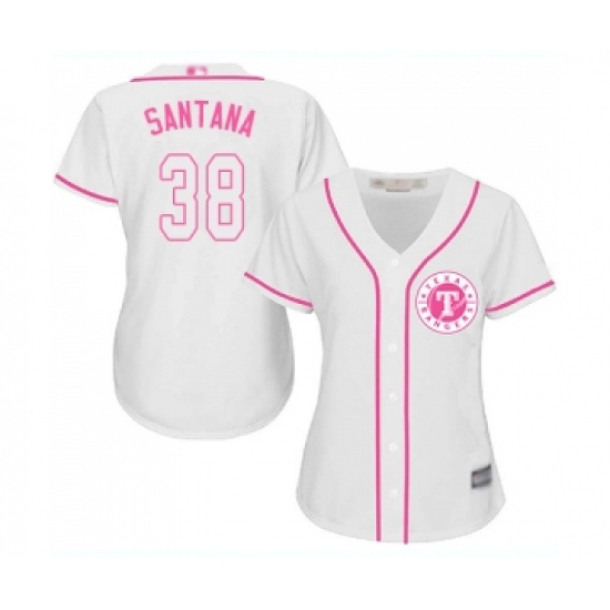 Women's Texas Rangers 38 Danny Santana Replica White Fashion Cool Base Baseball Jersey