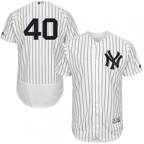 Men's Majestic New York Yankees 40 Luis Severino White/Navy Flexbase Authentic Collection MLB Jersey