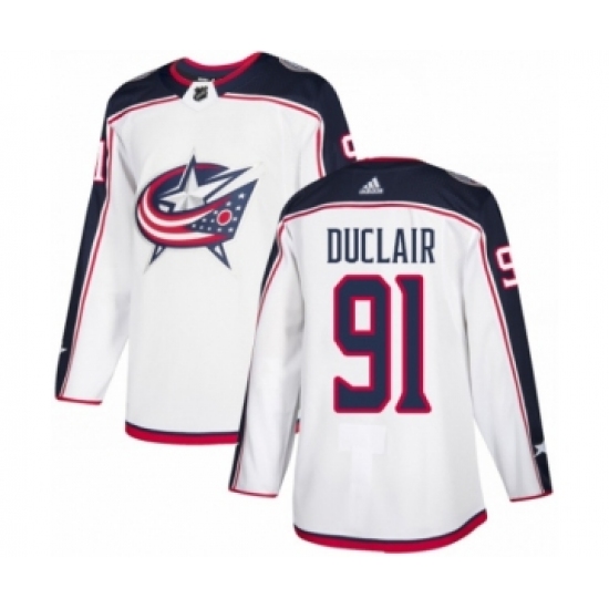Men's Adidas Columbus Blue Jackets 91 Anthony Duclair Authentic White Away NHL Jersey