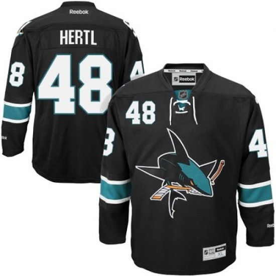 Men's Reebok San Jose Sharks 48 Tomas Hertl Authentic Black Third NHL Jersey