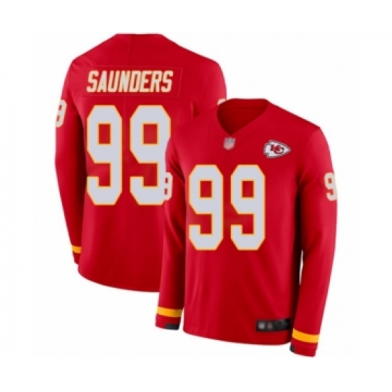 Youth Kansas City Chiefs 99 Khalen Saunders Limited Red Therma Long Sleeve Football Jersey