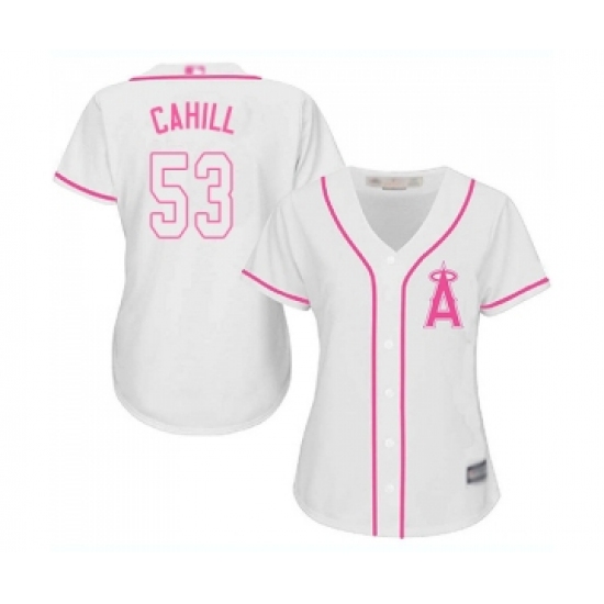 Women's Los Angeles Angels of Anaheim 53 Trevor Cahill Replica White Fashion Cool Base Baseball Jersey