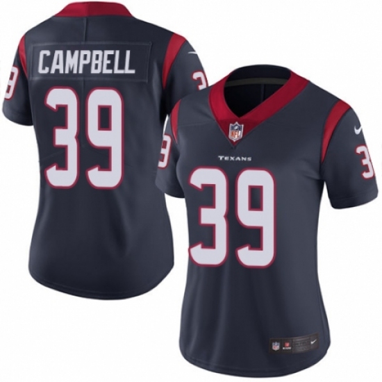 Women's Nike Houston Texans 39 Ibraheim Campbell Navy Blue Team Color Vapor Untouchable Limited Player NFL Jersey