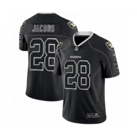 Men's Oakland Raiders 28 Josh Jacobs Limited Lights Out Black Rush Football Jersey