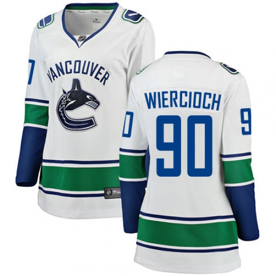 Women's Vancouver Canucks 90 Patrick Wiercioch Fanatics Branded White Away Breakaway NHL Jersey