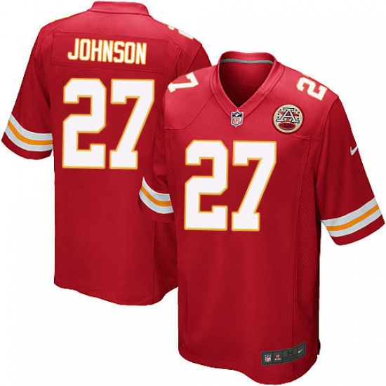 Men's Nike Kansas City Chiefs 27 Larry Johnson Game Red Team Color NFL Jersey