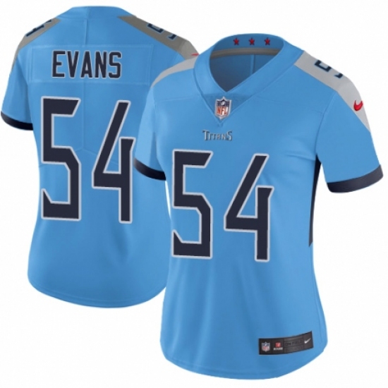 Women's Nike Tennessee Titans 54 Rashaan Evans Light Blue Alternate Vapor Untouchable Elite Player NFL Jersey