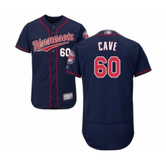 Men's Minnesota Twins 60 Jake Cave Authentic Navy Blue Alternate Flex Base Authentic Collection Baseball Player Jersey