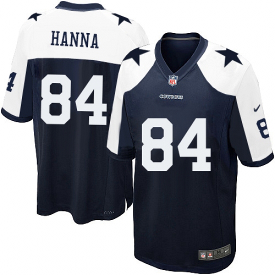 Men's Nike Dallas Cowboys 84 James Hanna Game Navy Blue Throwback Alternate NFL Jersey