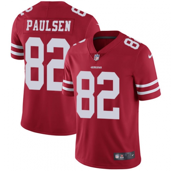 Men's Nike San Francisco 49ers 82 Logan Paulsen Red Team Color Vapor Untouchable Limited Player NFL Jersey