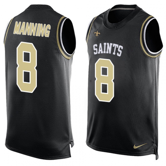 Men's Nike New Orleans Saints 8 Archie Manning Limited Black Player Name & Number Tank Top NFL Jersey