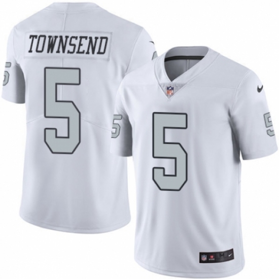 Men's Nike Oakland Raiders 5 Johnny Townsend Limited White Rush Vapor Untouchable NFL Jersey
