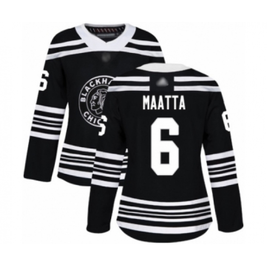 Women's Chicago Blackhawks 6 Olli Maatta Authentic Black Alternate Hockey Jersey