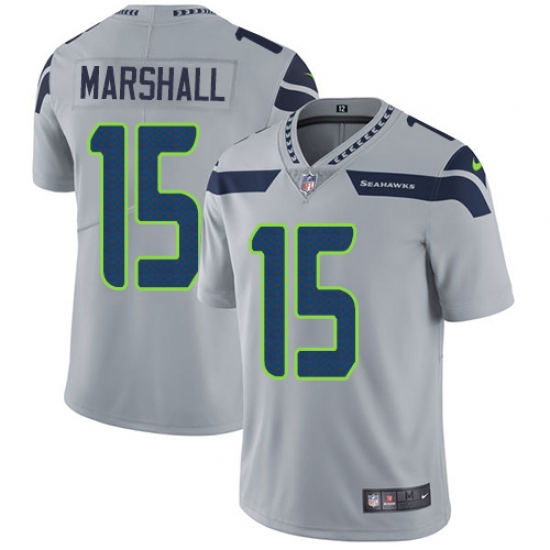 Men's Nike Seattle Seahawks 15 Brandon Marshall Grey Alternate Vapor Untouchable Limited Player NFL Jersey