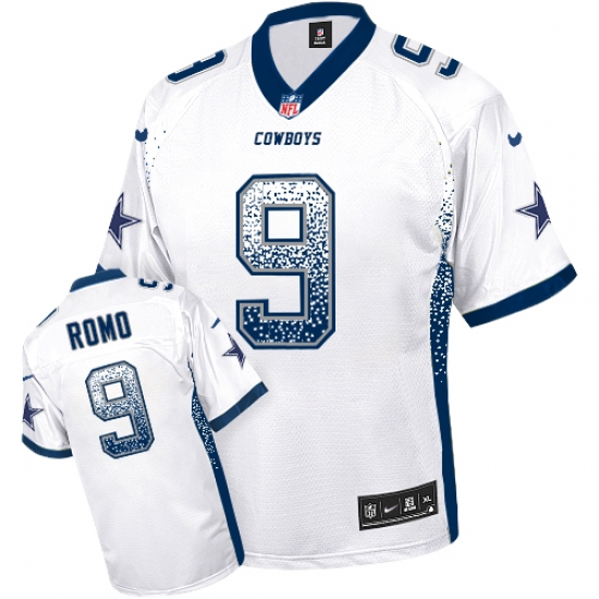 Men's Nike Dallas Cowboys 9 Tony Romo Elite White Drift Fashion NFL Jersey