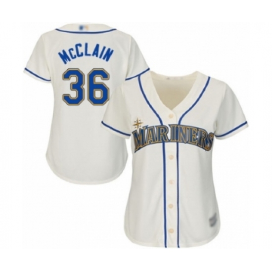 Women's Seattle Mariners 36 Reggie McClain Authentic Cream Alternate Cool Base Baseball Player Jersey
