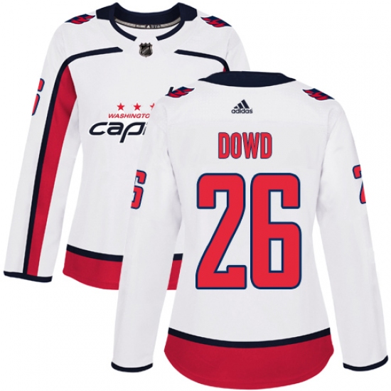 Women's Adidas Washington Capitals 26 Nic Dowd Authentic White Away NHL Jersey