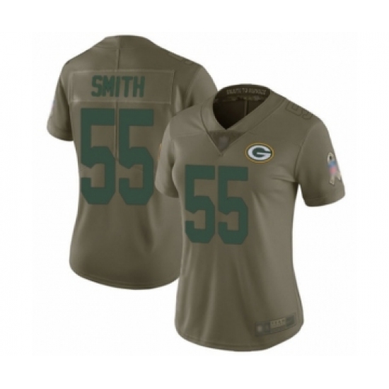 Women's Green Bay Packers 55 Za'Darius Smith Limited Olive 2017 Salute to Service Football Jersey