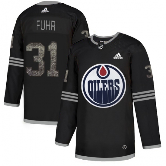 Men's Adidas Edmonton Oilers 31 Grant Fuhr Black Authentic Classic Stitched NHL Jersey