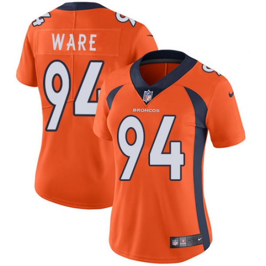 Women's Nike Denver Broncos 94 DeMarcus Ware Elite Orange Team Color NFL Jersey