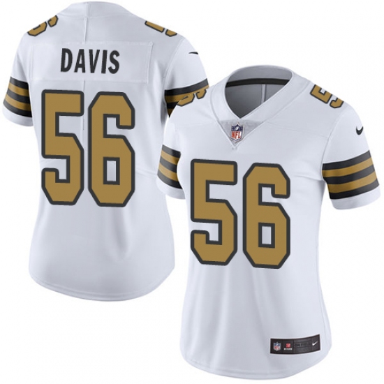 Women's Nike New Orleans Saints 56 DeMario Davis Limited White Rush Vapor Untouchable NFL Jersey