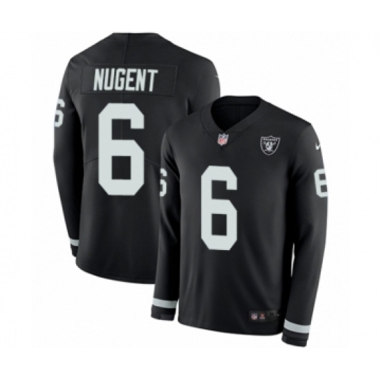 Youth Nike Oakland Raiders 6 Mike Nugent Limited Black Therma Long Sleeve NFL Jersey