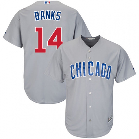 Men's Majestic Chicago Cubs 14 Ernie Banks Replica Grey Road Cool Base MLB Jersey