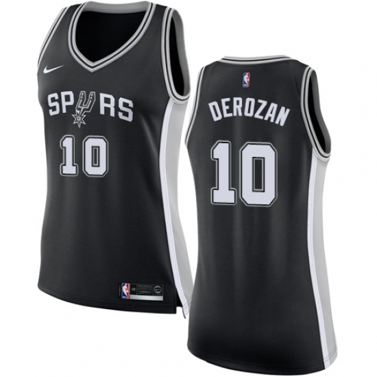 Women's Nike San Antonio Spurs 10 DeMar DeRozan Swingman Black NBA Jersey - Icon Edition
