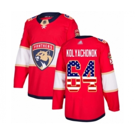 Youth Florida Panthers 64 Vladislav Kolyachonok Authentic Red USA Flag Fashion Hockey Jersey