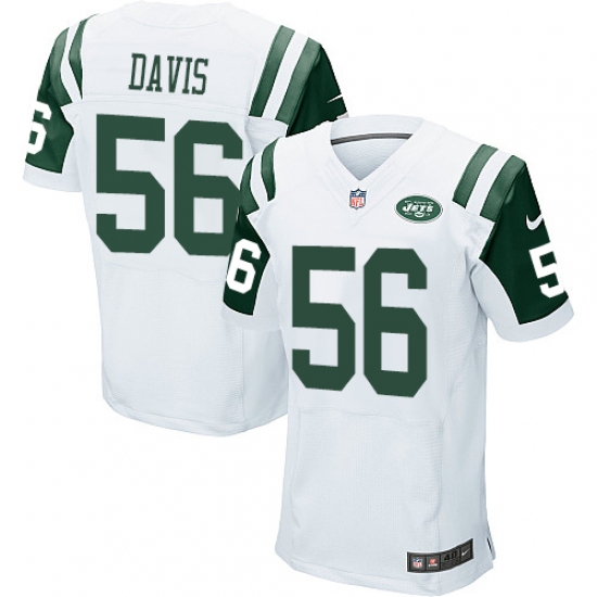 Men's Nike New York Jets 56 DeMario Davis Elite White NFL Jersey