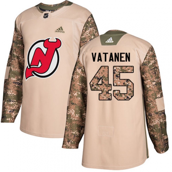 Men's Adidas New Jersey Devils 45 Sami Vatanen Authentic Camo Veterans Day Practice NHL Jersey
