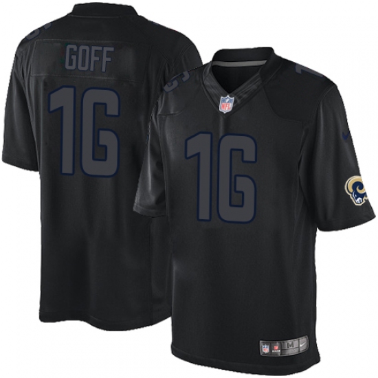 Men's Nike Los Angeles Rams 16 Jared Goff Limited Black Impact NFL Jersey