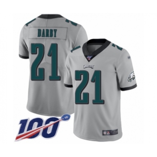 Men's Philadelphia Eagles 21 Ronald Darby Limited Silver Inverted Legend 100th Season Football Jersey