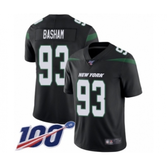Men's New York Jets 93 Tarell Basham Black Alternate Vapor Untouchable Limited Player 100th Season Football Jersey