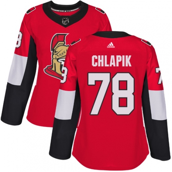 Women's Adidas Ottawa Senators 78 Filip Chlapik Premier Red Home NHL Jersey