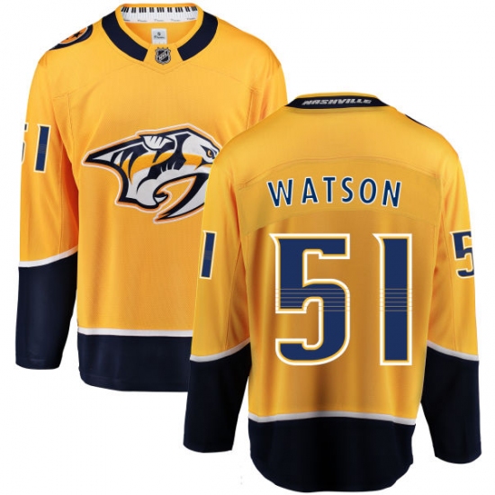 Youth Nashville Predators 51 Austin Watson Fanatics Branded Gold Home Breakaway NHL Jersey