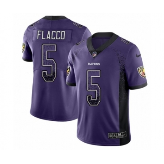 Men's Nike Baltimore Ravens 5 Joe Flacco Limited Purple Rush Drift Fashion NFL Jersey