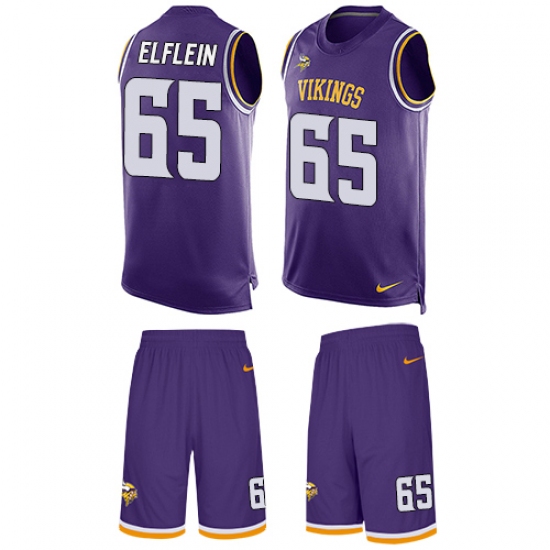 Men's Nike Minnesota Vikings 65 Pat Elflein Limited Purple Tank Top Suit NFL Jersey
