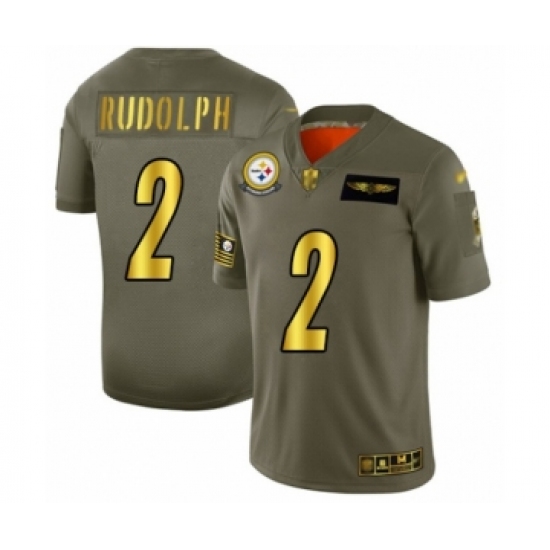 Men's Pittsburgh Steelers 2 Mason Rudolph Olive Gold 2019 Salute to Service Limited Player Football Jersey