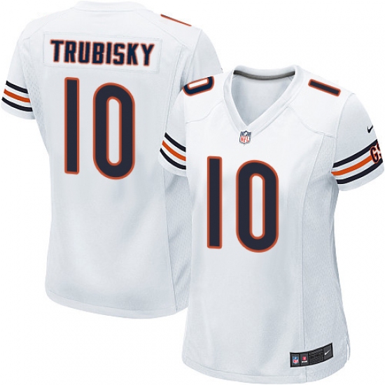 Women's Nike Chicago Bears 10 Mitchell Trubisky Game White NFL Jersey