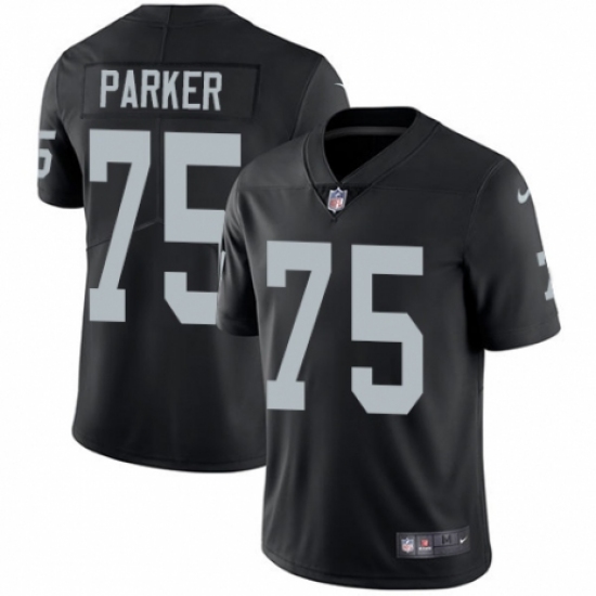 Men's Nike Oakland Raiders 75 Brandon Parker Black Team Color Vapor Untouchable Limited Player NFL Jersey