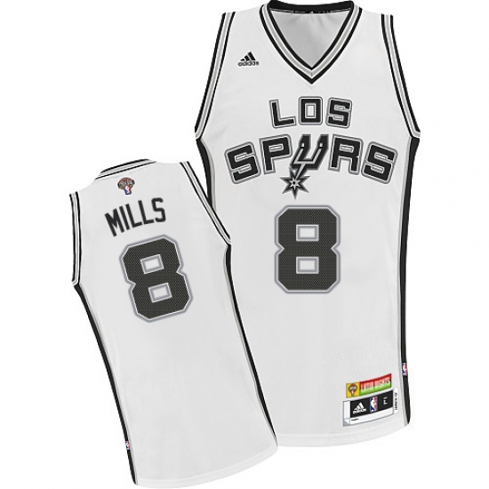 Men's Adidas San Antonio Spurs 8 Patty Mills Authentic White Latin Nights NBA Jersey