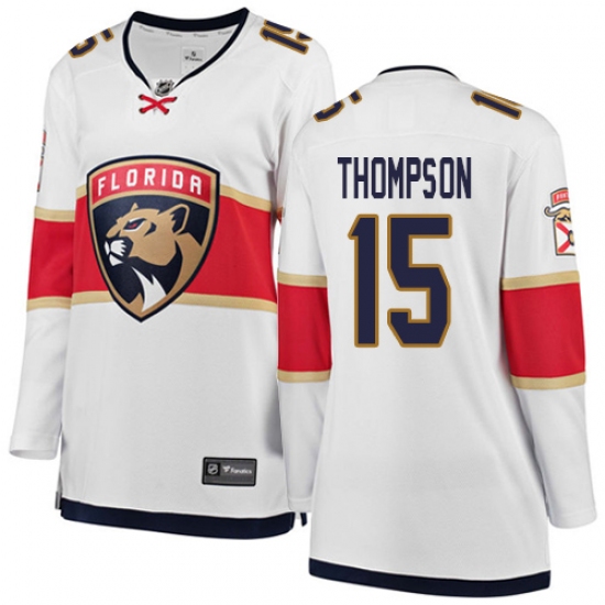 Women's Florida Panthers 15 Paul Thompson Authentic White Away Fanatics Branded Breakaway NHL Jersey
