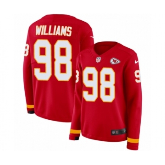 Women's Nike Kansas City Chiefs 98 Xavier Williams Limited Red Therma Long Sleeve NFL Jersey
