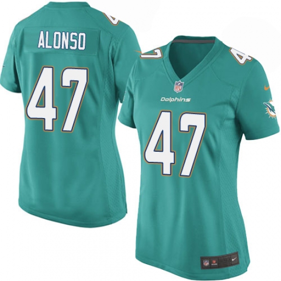 Women's Nike Miami Dolphins 47 Kiko Alonso Game Aqua Green Team Color NFL Jersey