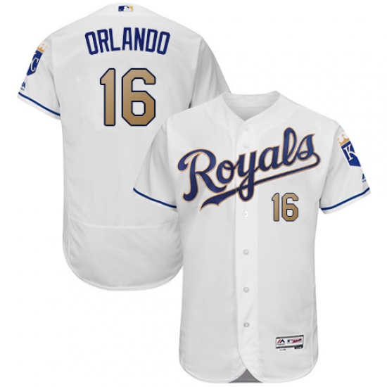 Men's Majestic Kansas City Royals 16 Paulo Orlando White Home Flex Base Authentic MLB Jersey